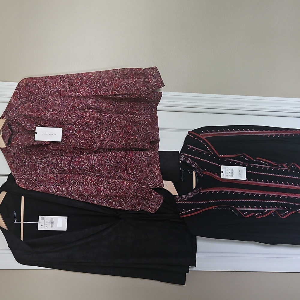 *Bundle*New With Tag 3 Black and Red Embroidered Tops